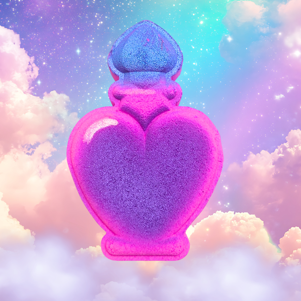 love potion bath bomb pink blue and purple scented with love potion fragrance