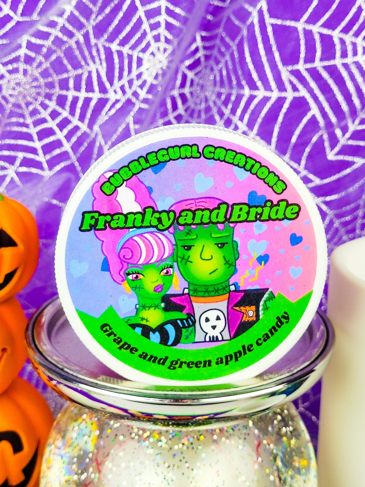 Franky and bride whipped sugar scrub-Frankenstein-monster-spooky-halloween-skincare-gift ideas-party favors