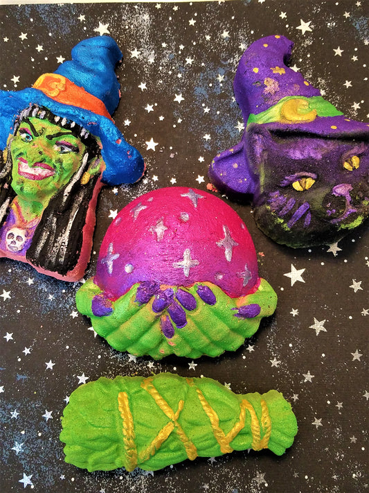 whimsical witches bath bomb set-witches-cats-crystal balls-smugesticks-halloween